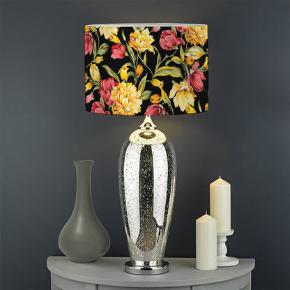 Red And Yellow Flowers Print Drum Lamp Shade