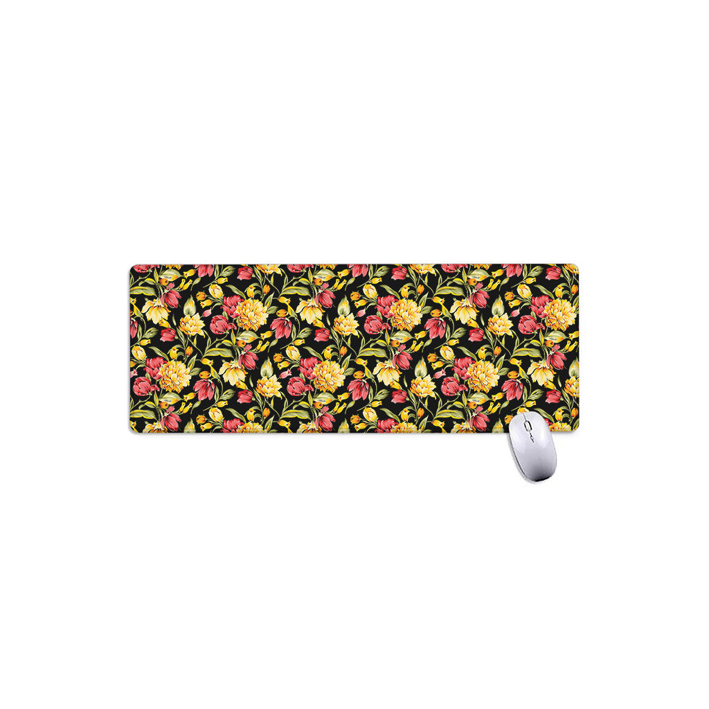 Red And Yellow Flowers Print Extended Mouse Pad