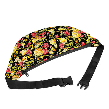 Red And Yellow Flowers Print Fanny Pack