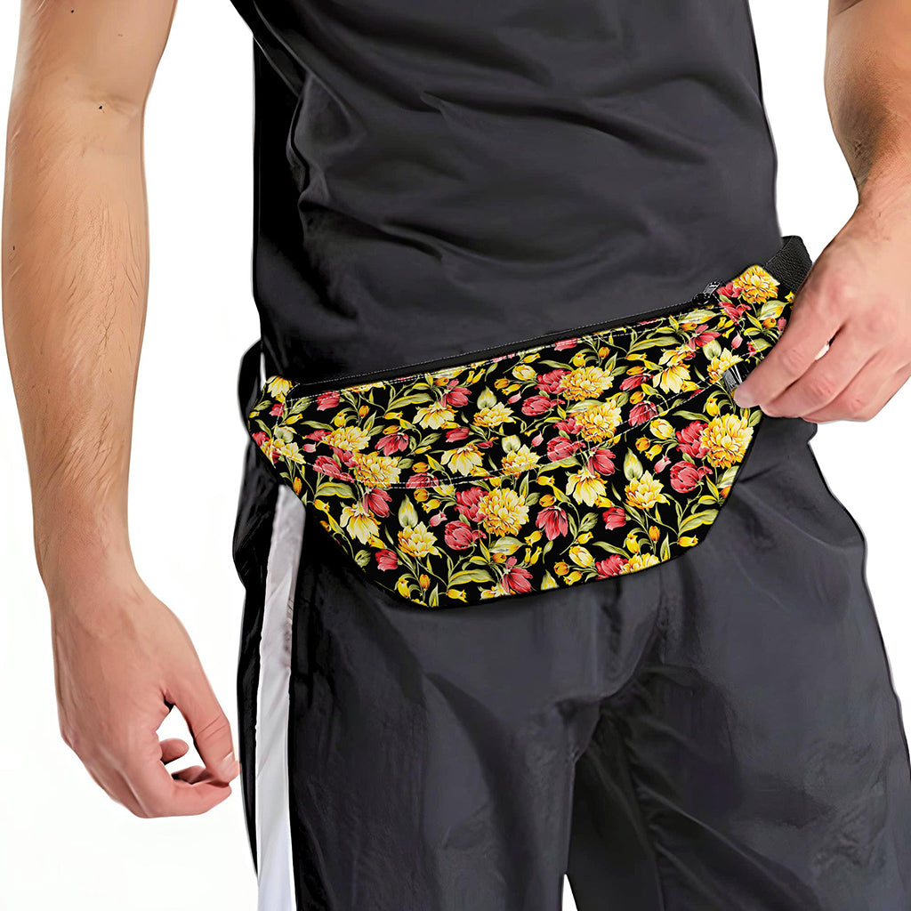 Red And Yellow Flowers Print Fanny Pack