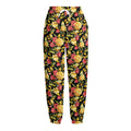 Red And Yellow Flowers Print Fleece Lined Knit Pants