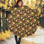 Red And Yellow Flowers Print Foldable Umbrella