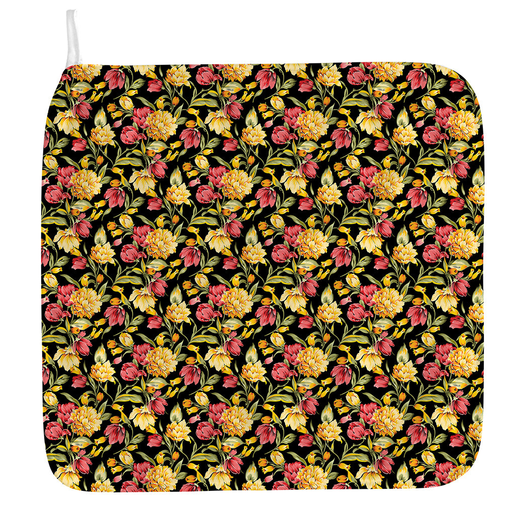 Red And Yellow Flowers Print Hand Towel