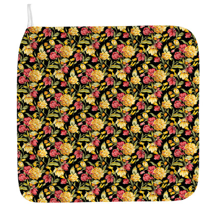 Red And Yellow Flowers Print Hand Towel