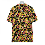 Red And Yellow Flowers Print Hawaiian Shirt