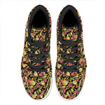 Red And Yellow Flowers Print High Top Leather Sneakers