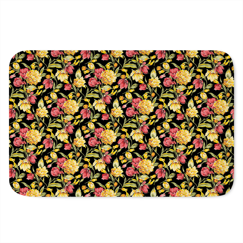 Red And Yellow Flowers Print Indoor Door Mat
