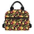 Red And Yellow Flowers Print Insulated Lunch Bag