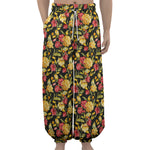 Red And Yellow Flowers Print Lantern Pants