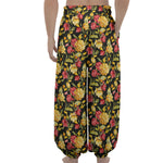 Red And Yellow Flowers Print Lantern Pants