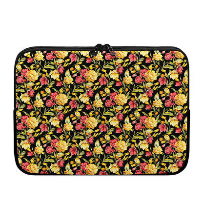 Red And Yellow Flowers Print Laptop Sleeve