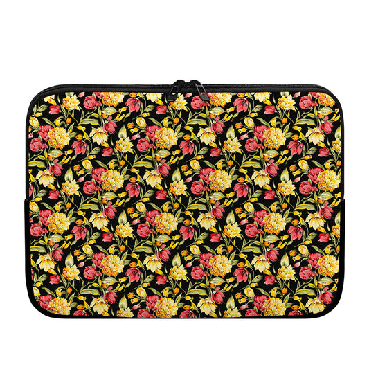 Red And Yellow Flowers Print Laptop Sleeve