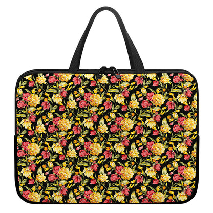 Red And Yellow Flowers Print Laptop Sleeve With Handle