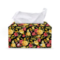 Red And Yellow Flowers Print Leather Tissue Box Cover