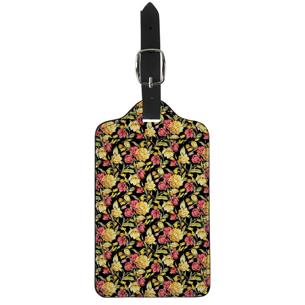 Red And Yellow Flowers Print Luggage Tag