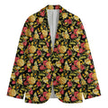 Red And Yellow Flowers Print Men's Blazer