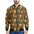 Red And Yellow Flowers Print Men's Bomber Jacket