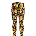 Red And Yellow Flowers Print Men's leggings