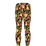 Red And Yellow Flowers Print Men's leggings