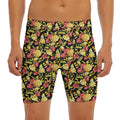 Red And Yellow Flowers Print Men's Long Boxer Briefs