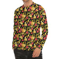 Red And Yellow Flowers Print Men's Long Sleeve Rash Guard