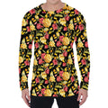 Red And Yellow Flowers Print Men's Long Sleeve T-Shirt