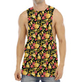 Red And Yellow Flowers Print Men's Muscle Tank Top