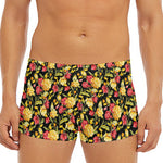 Red And Yellow Flowers Print Men's Short Boxer Briefs