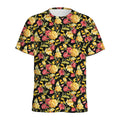 Red And Yellow Flowers Print Men's Athletic T-Shirt