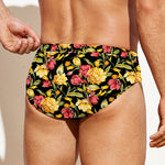 Red And Yellow Flowers Print Men's Swim Briefs
