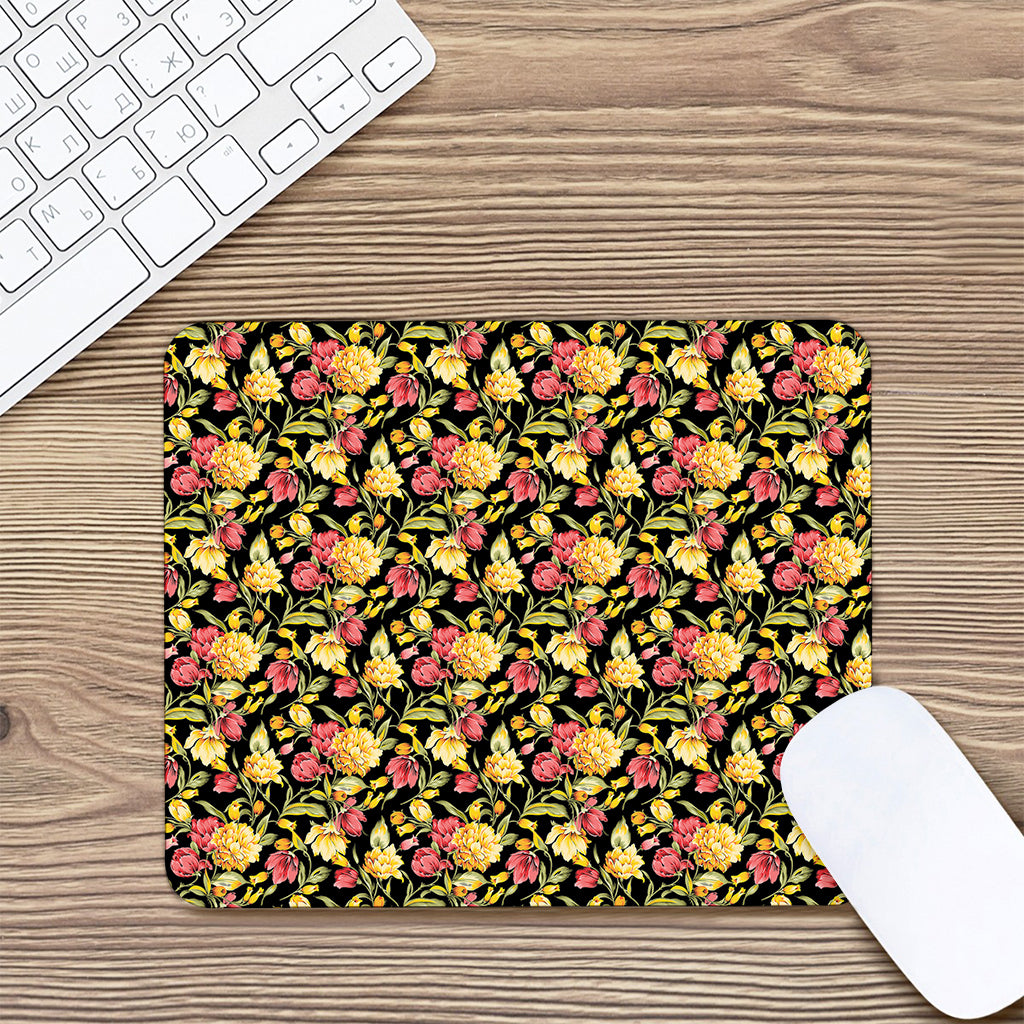 Red And Yellow Flowers Print Mouse Pad