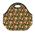 Red And Yellow Flowers Print Neoprene Lunch Bag