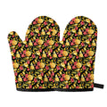 Red And Yellow Flowers Print Oven Mitts