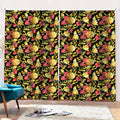 Red And Yellow Flowers Print Pencil Pleat Curtains
