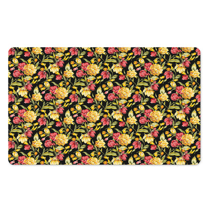 Red And Yellow Flowers Print Polyester Doormat