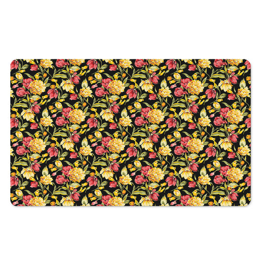 Red And Yellow Flowers Print Polyester Doormat