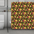 Red And Yellow Flowers Print Polyester Shower Curtain