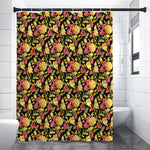 Red And Yellow Flowers Print Premium Shower Curtain