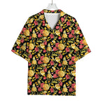 Red And Yellow Flowers Print Rayon Hawaiian Shirt
