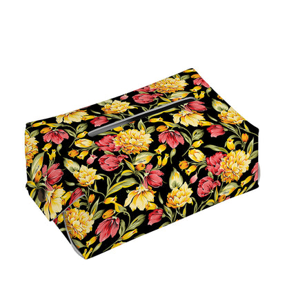 Red And Yellow Flowers Print Rectangle Tissue Box Cover