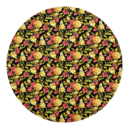 Red And Yellow Flowers Print Round Blanket