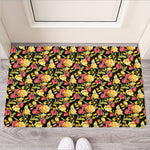 Red And Yellow Flowers Print Rubber Doormat