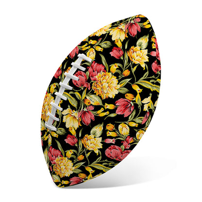 Red And Yellow Flowers Print Rugby Ball