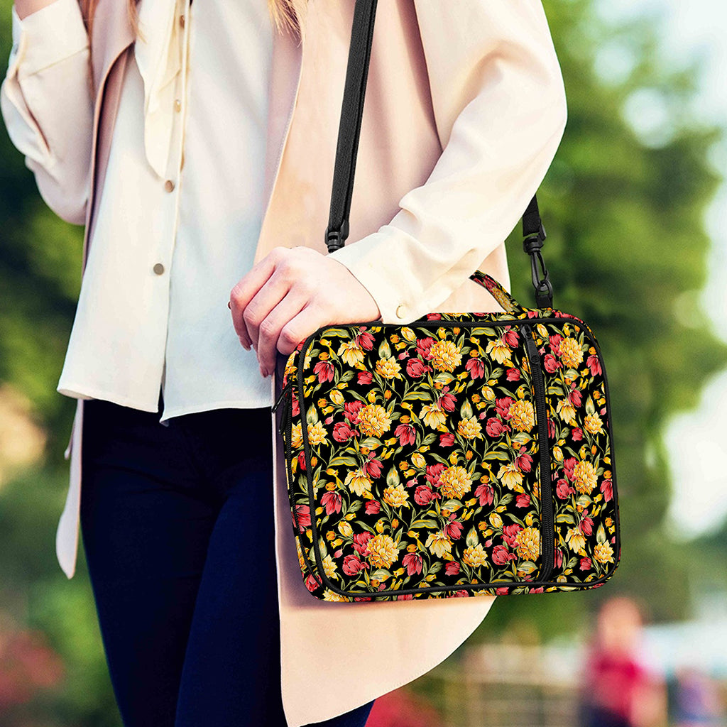 Red And Yellow Flowers Print Shoulder Strap Bible Bag