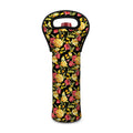 Red And Yellow Flowers Print Single Neoprene Wine Tote