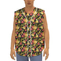 Red And Yellow Flowers Print Sleeveless Baseball Jersey