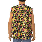 Red And Yellow Flowers Print Sleeveless Baseball Jersey