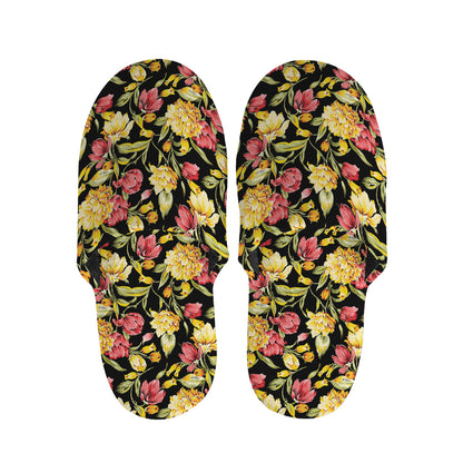 Red And Yellow Flowers Print Slippers