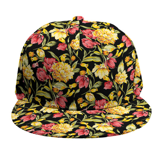 Red And Yellow Flowers Print Snapback Cap