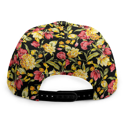 Red And Yellow Flowers Print Snapback Cap